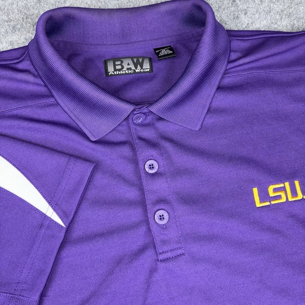 LSU Tigers Polo Shirt Mens Xl Purple Gold Logo BAW Athletic Wear NCAA College